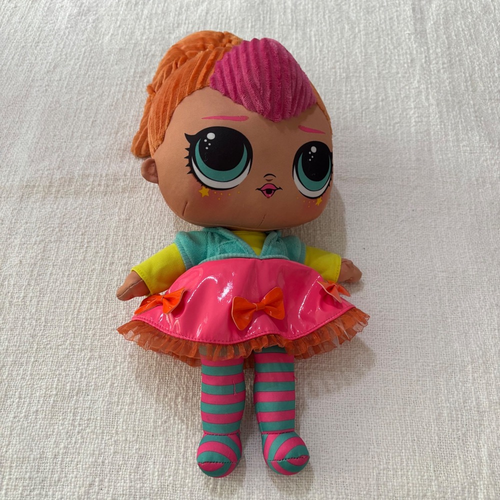LOL Surprise Plush Doll MGA Orange Hair Pink Skirt Striped Leggings Soft Toy